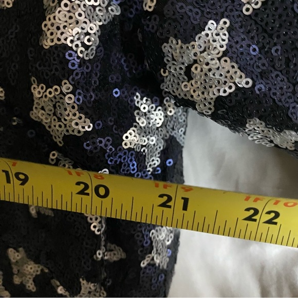 ZARA Blue Silver Star Sequin Shirt Jacket Sz M Bowie Ziggy Festival Oversized - Picture 9 of 10